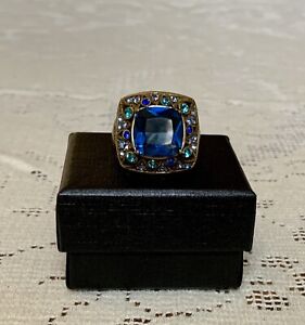La Vintage by Kathy Levine Statement Ring in Shades of Blue Bohemian Style Ring