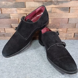 Mezlan Double Monk Strap Designer Black Suede Shoes Men's 9.5 M Spain - Picture 1 of 11