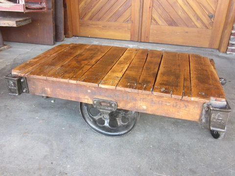 Refurbished Antique Railroad Cart Coffee table -Lineberry Furniture Factory Cart Cover