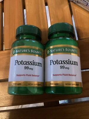 Nature’s Bounty Potassium Gluconate 99mg Caplets 100 Ct Exp 8/26 Lot Of 2 - Image 1 of 3