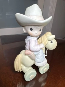 Precious Moments "Happy Trails" Cowboy Figurine Riding Rocking Horse 60-32 - Picture 1 of 6