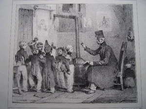 LITHOGRAPHIE " VOILA: J'VOUS INTROGE..TAISE VOUS " 1860 - Picture 1 of 2