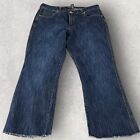Chicos Jeans Size 2 (33x25) Denim Raw Hem Stretch Dark Wash F47
