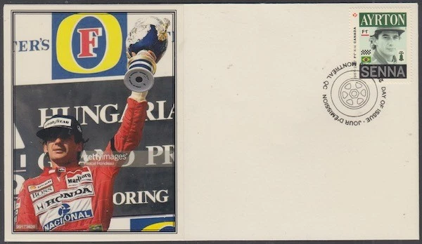 CANADA # 2995.8 - FORMULA 1 AYRTON SENNA POSTAGE STAMP on SUPERB ENVELOPE #8 - Image 1 of 1