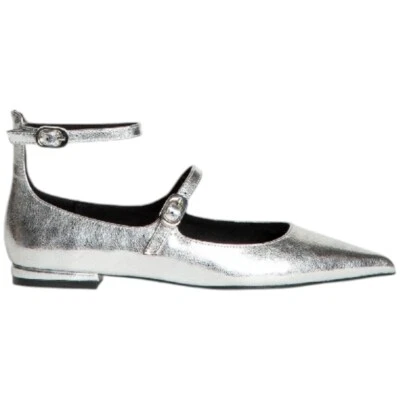 Scarpa ballerina donna Corina M4572 in pelle morbida semilucida argento a punta  - Immagine 1 di 2