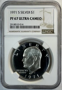 1971 S EISENHOWER SILVER DOLLAR NGC PF67 ULTRA CAMEO! SO STUNNING! WOW NR #47865 - Picture 1 of 3