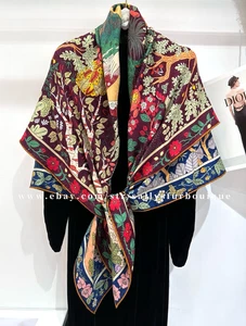 Sallys Quality Cashmere & Silk Jacquard Girl Moon Print 2 Face Shawl Scarf 53" - Picture 1 of 9