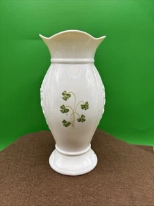 Vintage Donegal/Belleek Parian China Vase Shamrocks 7 1/2" ☘️☘️ - Picture 1 of 7