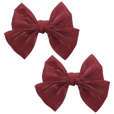 2 Pack 4 Inch Red Organza Double Hair Bows with Alligator Clips for Girls - Image 1 of 4