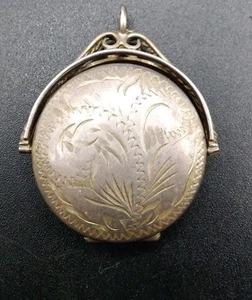 Vintage gepunzt Silber drehendes Medaillon Anhänger viktorianischer ästhetischer Stil - Bild 1 von 8