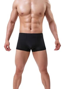 Men's Breathable Boxer Briefs Ice Silk Underwear Sexy Low Rise Trunks Black S... - Picture 1 of 7