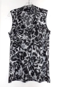 GRACE SLEEVELESS BLACK & GRAY ANIMAL PRINT KNIT TOP Size L - Picture 1 of 4