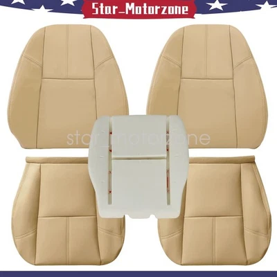 For 07-14 GMC Sierra Driver Passenger Bottom Top Leather Seat Cover Tan Foam Pad - Image 1 of 4