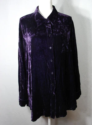 Camisa Soft Surroundings Mujer 1X Púrpura Novio Túnica Top Botones Terciopelo Foto 1 de 4