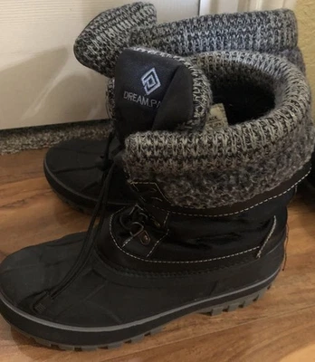 Women Mid Calf Boots Waterproof Warm Faux Fur Lined Lace Up Snow Boots Size 5 - Image 1 of 4