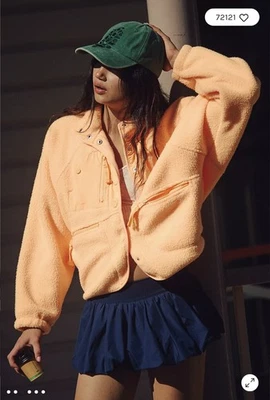Jaqueta Sherpa Aconchegante Free People Movement Hit the Slopes Neon Clementine Pequena - Imagem 1 de 4