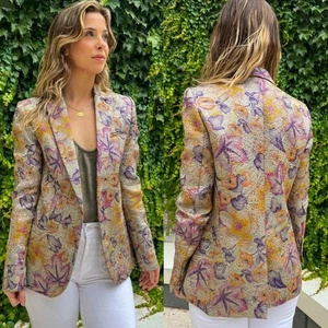 Zadig & Voltaire Deluxe Virginie raro blazer viola oro goffrato 38 Medium nuovo con etichette - Foto 1 di 16