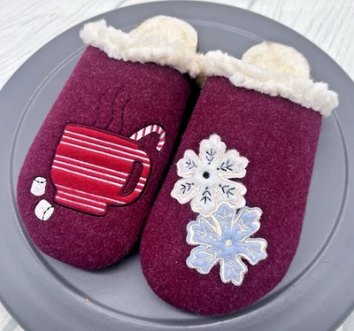 Zapatillas Lands End fieltro rasguño mujer 8 acogedoras piel sintética corcho cacao copo de nieve mulas Foto 1 de 4