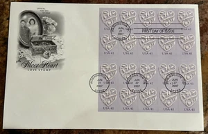 #42718a FDC Artcraft "Hearts-42 Cents" Booklet Pane complete - Picture 1 of 2