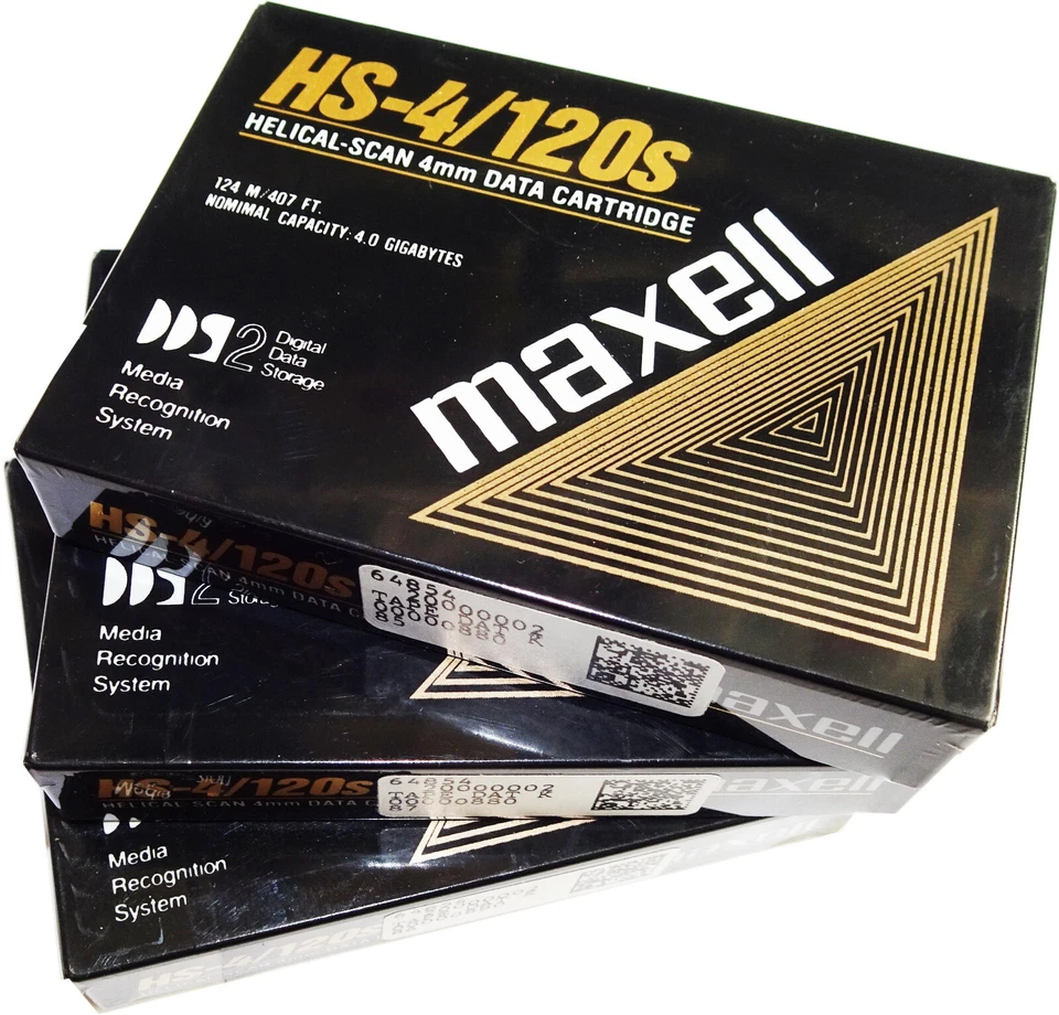3x Maxell HS-4/120s 4mm Data Cartridge 4GB 124m DDS2 NEU OVP - Bild 1 von 1