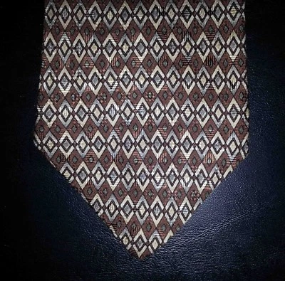Corbata Jeffrey Banks Bronceada Marfil Gris Carbón Diseño Geométrico Diamantes Nueva en Caja t3997  Foto 1 de 4