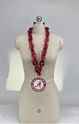 New University Alabama BAMA Jumbo Red Big Fan Chain Necklace Foam MI USA Cover