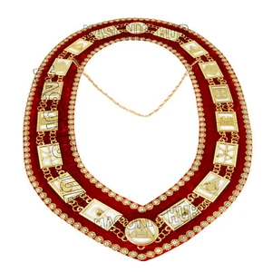 Masonic Royal Arch PHP Past High Priest Metal Chain Chain Collar Rhinestones - Picture 1 of 6