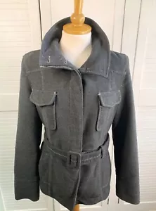 NEXT Cappotto Doppiopetto Grigio Scuro Pea Cintura Media Lunghezza UK12 Giacca Lavoro - Foto 1 di 21