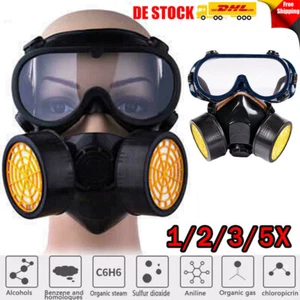 5X Schutzmaske Gasmaske Industrial Chemical Respirator Schutzbrille ABC Filter - Bild 1 von 12