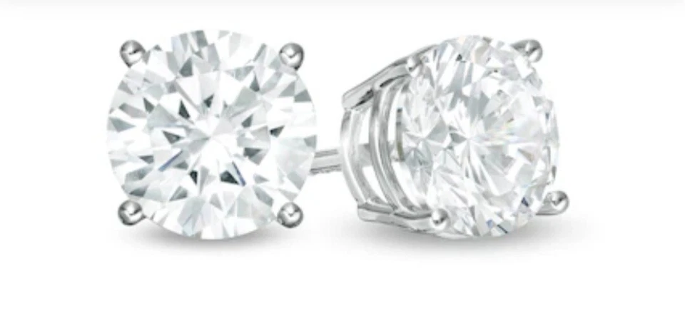 2 Ct Tw Certified Lab Created Diamond Solitaire Stud Earrings In 14kt White Gold - Image 1 of 1