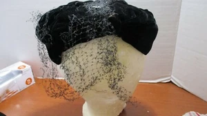Vintage Black HEADBAND HAT with NETTING VEIL - Picture 1 of 7
