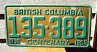 1958 Canada BRITISH COLUMBIA Plate # 135-389