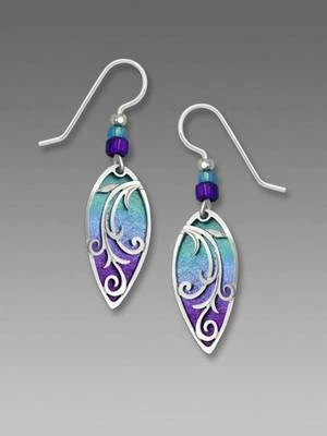Pendientes Adajio Perla Azul Violeta Almendra Plata Tendrils Hechos a Mano en EE. UU. 7595 Foto 1 de 3