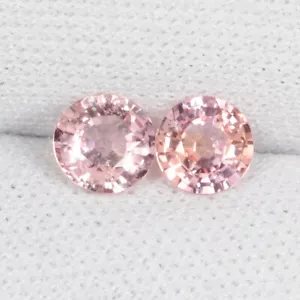 1.09Cts "AIGS Certif" Natural Padparadscha Sapphire 5mm Round Pair...!!!!! - Picture 1 of 3