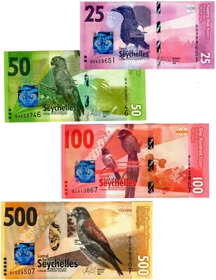 2016 Seychelles P48 49 50 51 FULL SET 25 50 100 & 500 Rupees Banknote UNC - Image 1 of 2