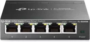 TP-Link TL-SG605E 5-Ports Gigabit Easy Smart Managed Netzwerk Switch(Plug-and-Pl - Bild 1 von 7
