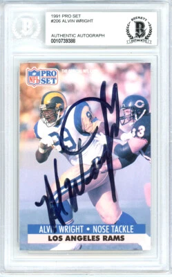 Alvin Wright Autographed Signed 1991 Pro Set Card #206 Rams Beckett 10739388 - Image 1 of 2