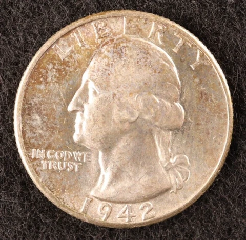 1942 Silver Washington Quarter Dollar (#UV01-109)-Beautiful BU Grade Condition! Cover