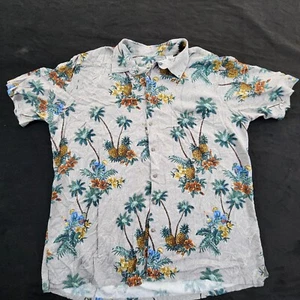 Batik Bay Gray Palm Trees Pineapples Hawaiian Shirt Men's 2XL - Picture 1 of 11