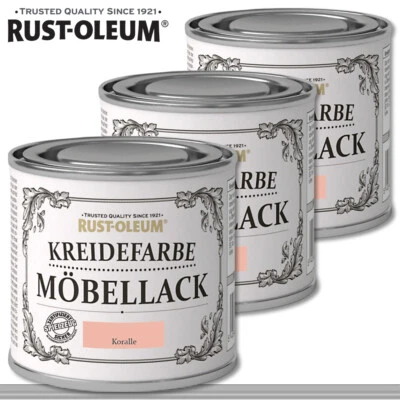 Rust-Oleum 3 x 125 ML Color Tiza Barniz de Muebles Coral Shabby Chic Chalky - Imagen 1 de 2