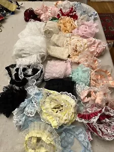 VINTAGE LACE BULK LOT SEWING CRAFT Decorative Satin Trim Sheet Multiple Colors - Picture 1 of 13