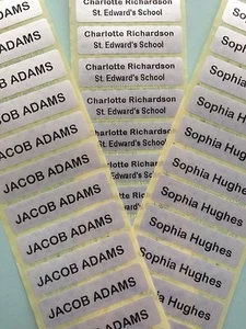50 imprimé étiquettes nom/Ruban REPASSER SUR Ecole étiquettes tissu satin - Bild 1 von 2