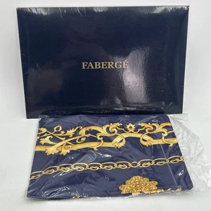 Faberge großes Seidentuch 32"x 32" marineblau gold quadratisch neu mit Karton - Bild 1 von 7