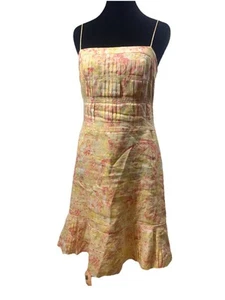 Ann Taylor Womens Dress Spaghetti Sleeveless Floral Midi Size 4 Petite Yellow. - Picture 1 of 8