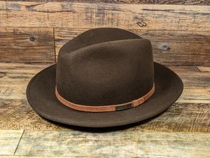 Vintage Eddie Bauer Lite Felt Wool Brown Fedora Outdoor Hat Men's XL Made in USA - Picture 1 of 11
