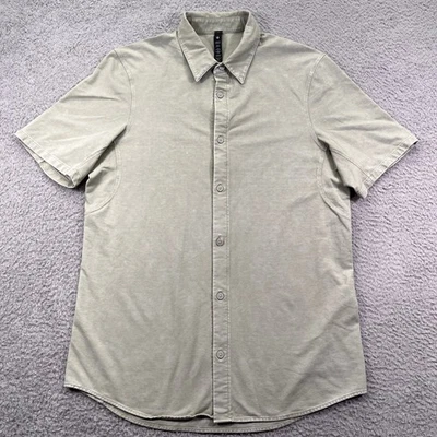 Рубашка Lululemon мужская маленькая зеленая серая комиссия короткий рукав на пуговицах - Изображение 1 из 4