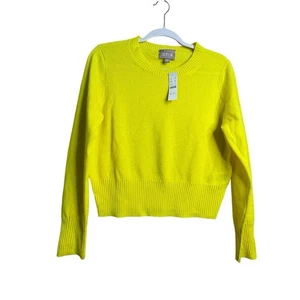 NWT J. Crew Cashmere Shrunken Crewneck Sweater Cropped Lemon Sorbet M L36 - Picture 1 of 10