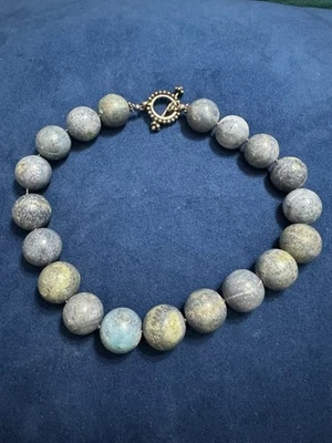 可收藏 * 手工制作 * 正品石头项链 - 16 英寸长,14 毫米珠子 — 第 1/4 张图片