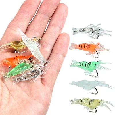 10 Stück weiche kleine Garnelen Köder Set mit Haken für Süß- und Salzwasser - Bild 1 von 4
