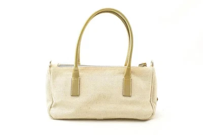Auténtico bolso de mano Prada bidireccional de lona beige pequeño bolso de mano para dama Foto 1 de 4